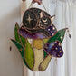 Large Mushroom Cat Stained Glass Suncatcher