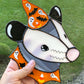 (cracked!) Halloween Opossum Stained Glass Suncatcher