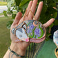 Sleepy Lavender Opossum Stained Glass Ornament