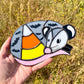 Candy Corn Opossum Stained Glass Suncatcher