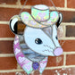 Iridescent Pink Pony Cowboy Opossum Stained Glass