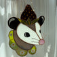 Strawberry Opossum Stained Glass Suncatcher