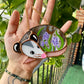 Sleepy Lavender Opossum Stained Glass Ornament