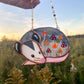 Sleepy Fall Mushroom Opossum Mini Stained Glass Suncatcher