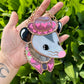 Mini Pink Cowboy Opossum Stained Glass Ornament