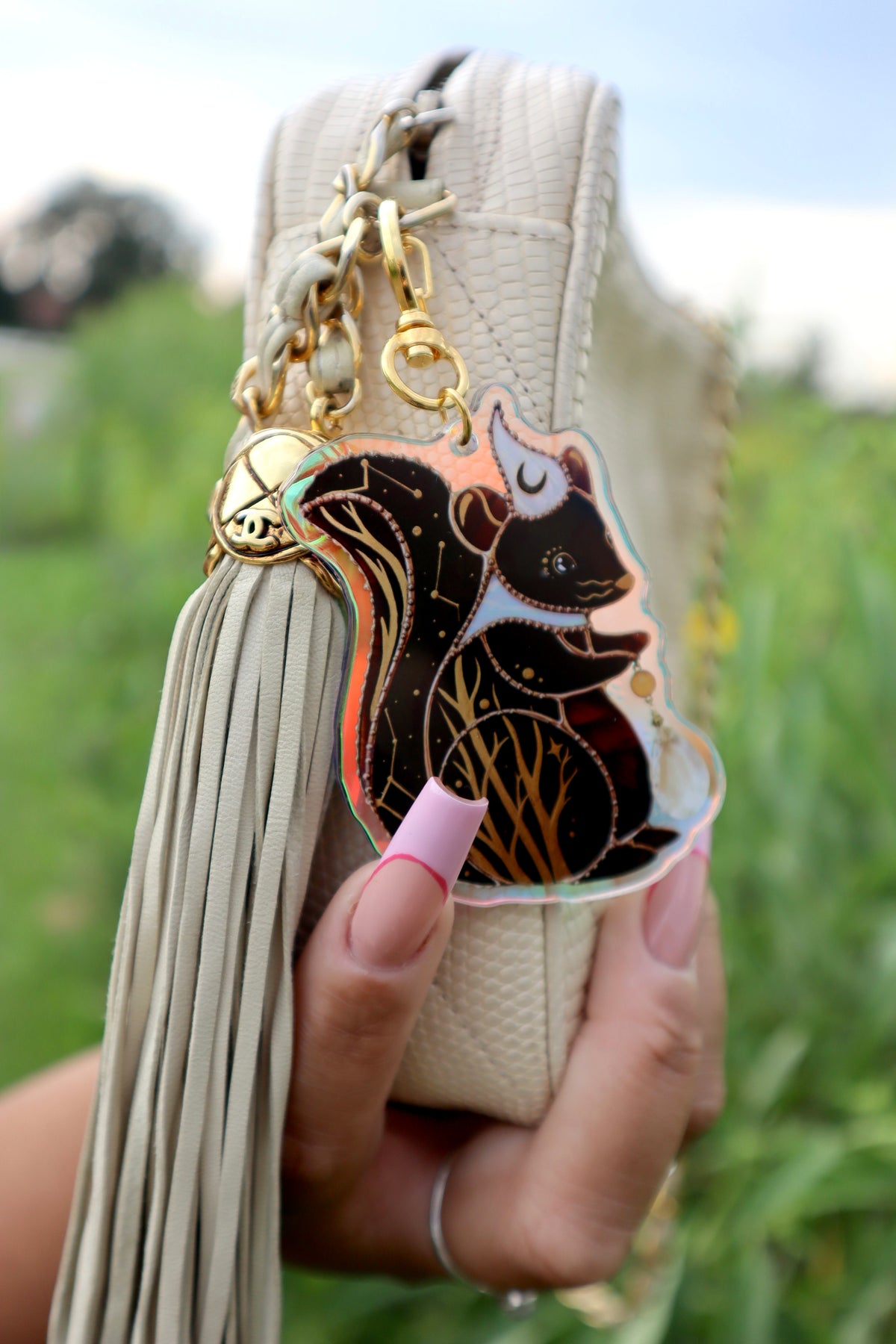 Forest Squirrel Holographic Acrylic Bag Charm