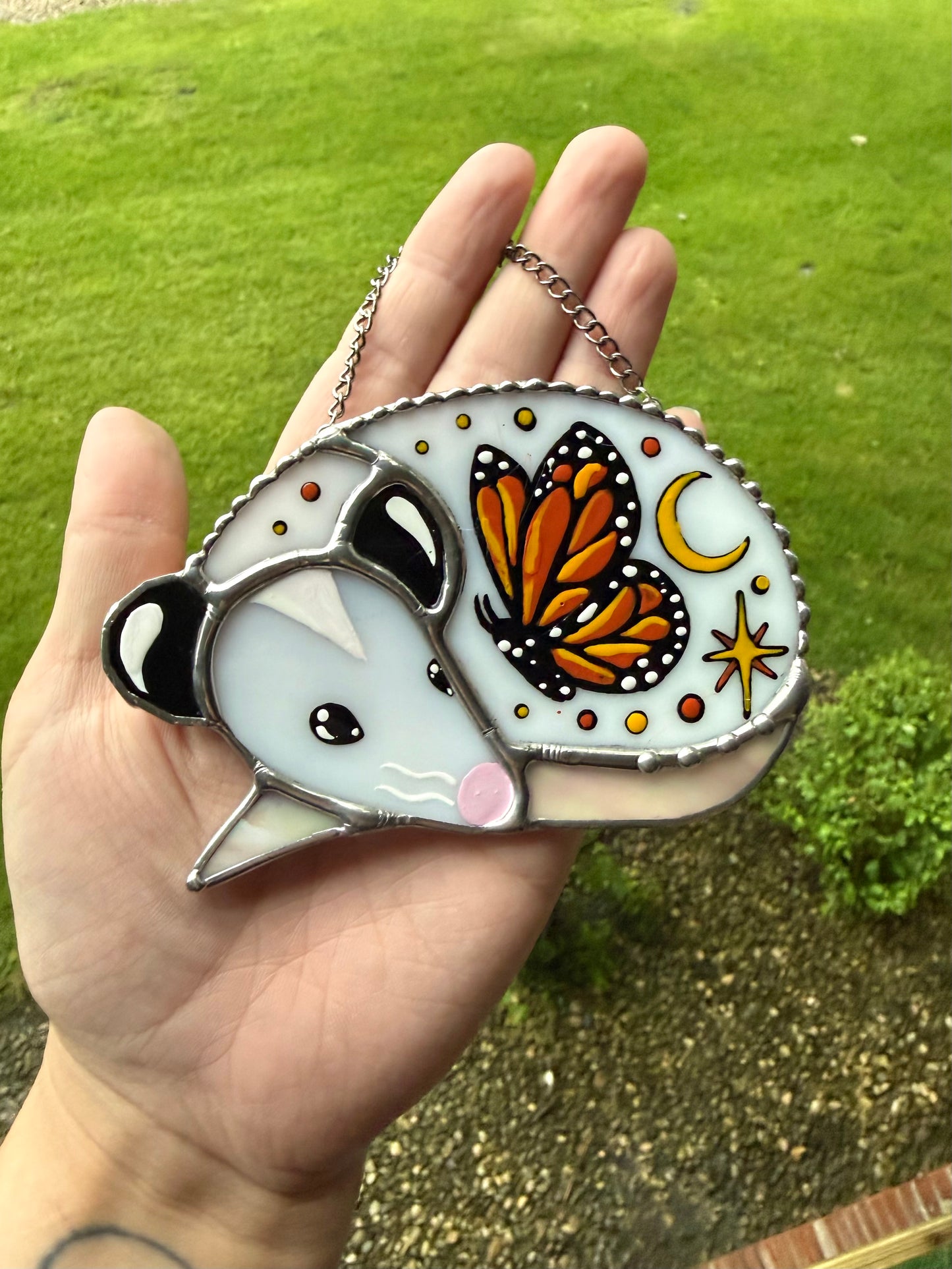 Mini Monarch Opossom Stained Glass Suncatcher
