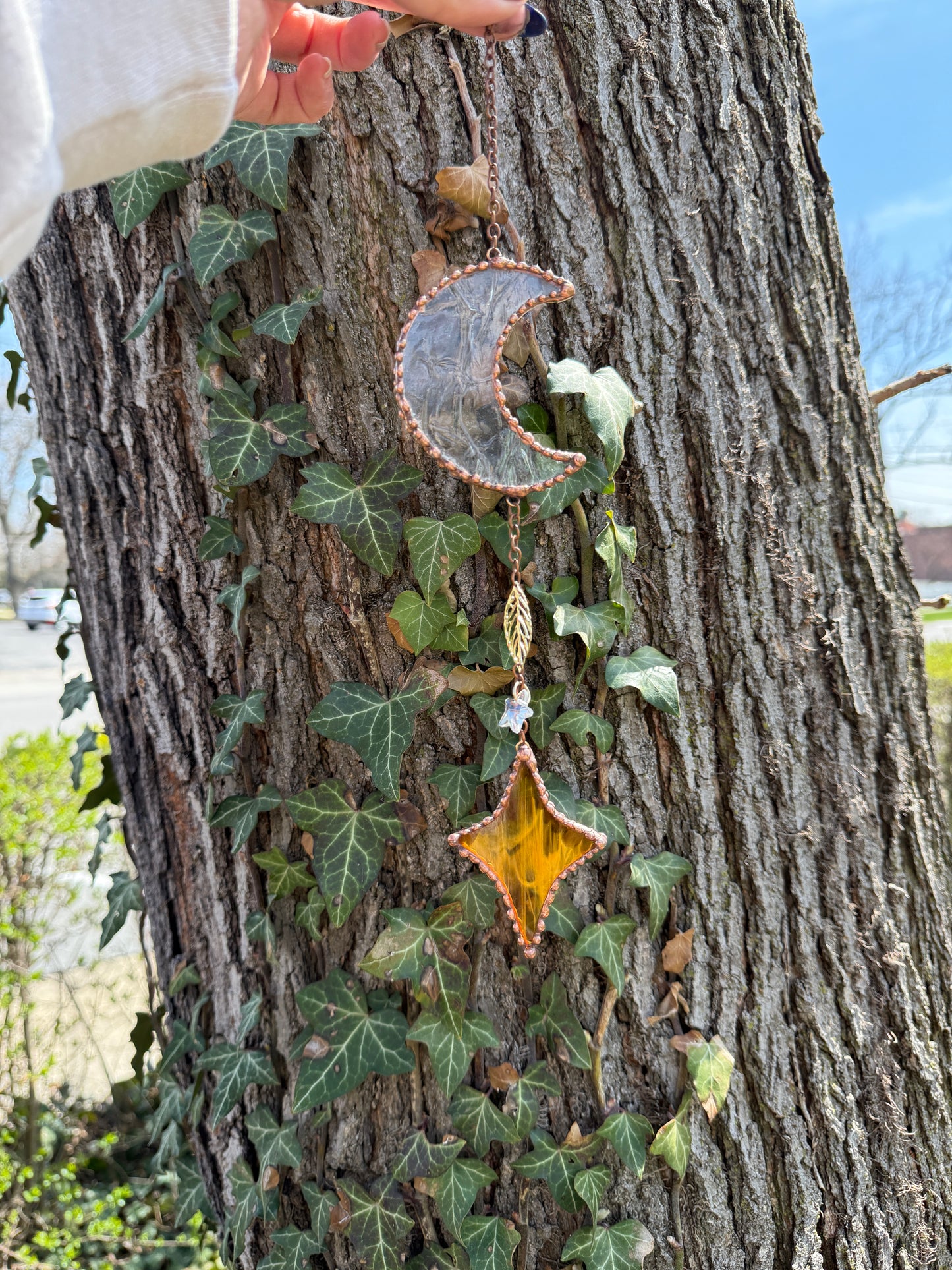 Small Iridescent and Gold Sun and Moon Suncatcher