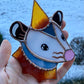 Mini Goldenrod Wizard Opossum Stained Glass Suncatcher