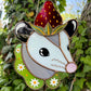 Strawberry Opossum Stained Glass Suncatcher