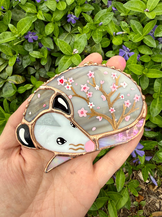 Mini Cherry Blossom Opossom Stained Glass