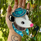 Mini Blue Heart Cowboy Opossum Stained Glass