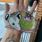 Purple Flower Opossum Stained Glass Ornament