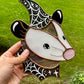 Spiderweb Wizard Opossum Stained Glass Suncatcher