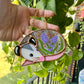 Sleepy Lavender Opossum Stained Glass Ornament