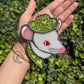 Mini Green Cowboy Mouse Stained Glass Suncatcher