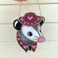 Mini Pink Pony Opossum Stained Glass Ornament