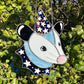 Blue Iridescent Wizard Opossum Stained Glass Suncatcher