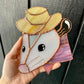 Pink Cowboy Opossum Stained Glass Suncatcher