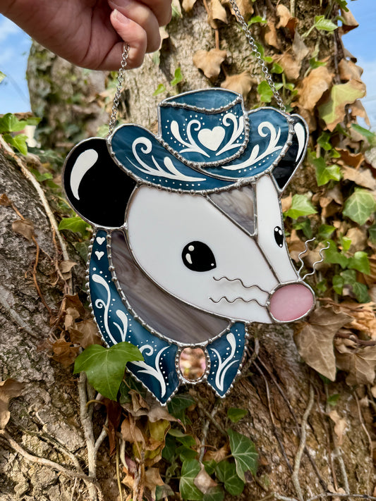 Blue Jean Baby Stained Glass Opossum