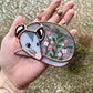 Pink Floral Opossum Stained Glass Ornament #2