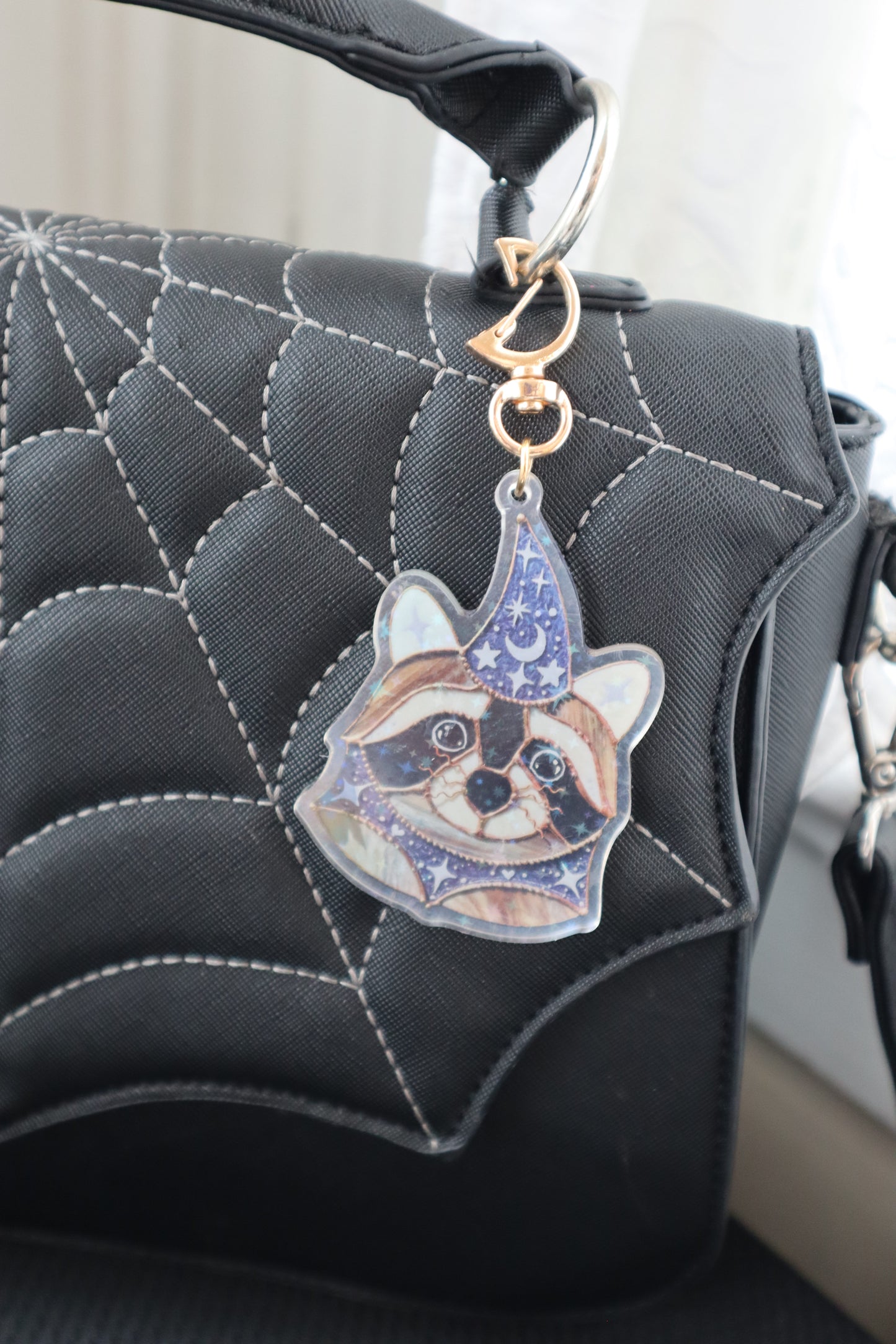 Wizard Raccoon Holographic Acrylic Bag Charm