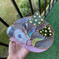 Enchanted Green Mushroom Opossum Stained Glass Suncatcher