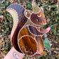 Golden Squirrel Wizard Stained Glass Suncatcher