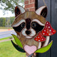Mushroom Raccoon Stained Glass Suncatcher
