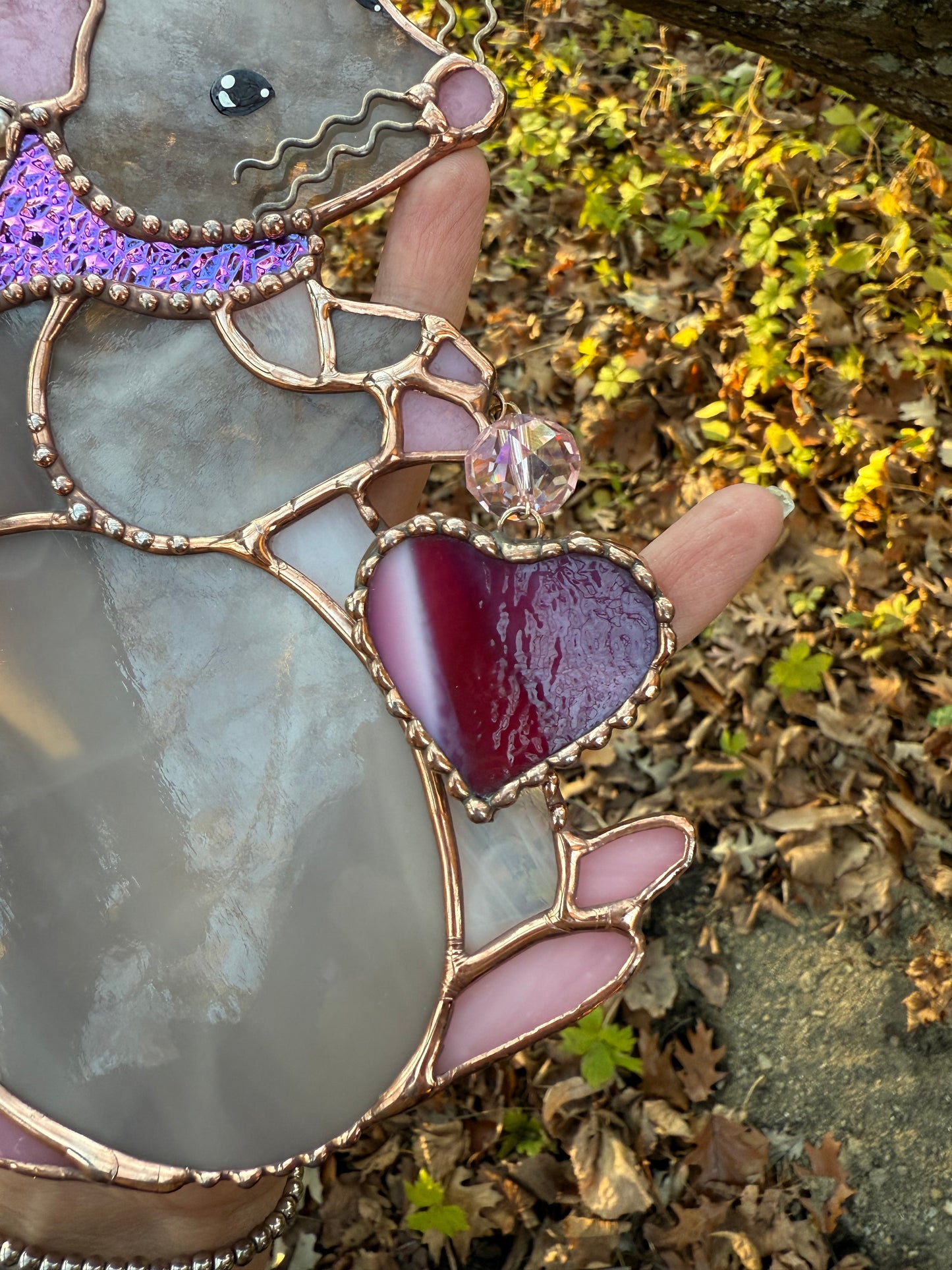 Grey Fairy Rat Stained Glass Suncatcher