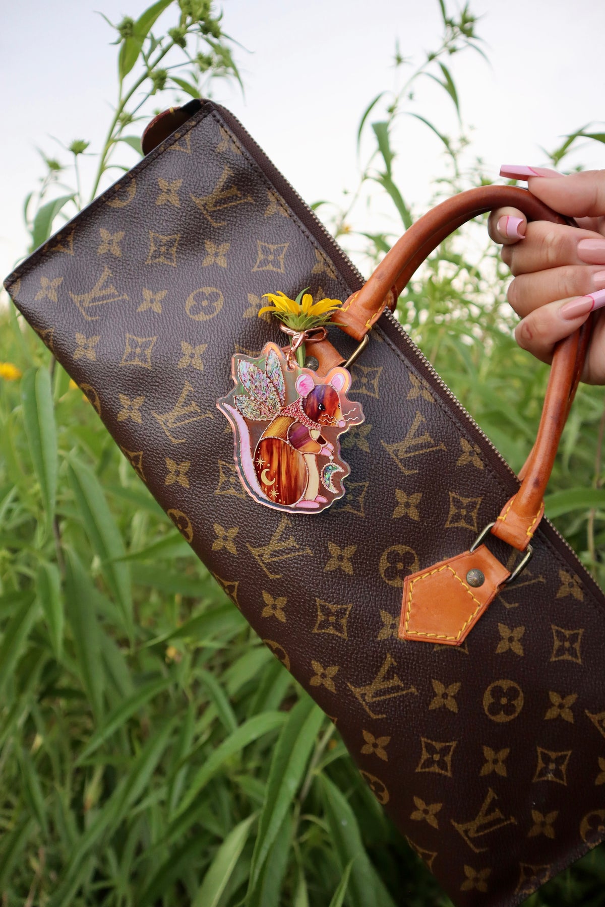 Brown Fairy Rat Holographic Acrylic Bag Charm