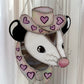 Iridescent Heart Cowboy Opossum Stained Glass
