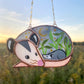 Sleepy Opossum with Baby. Mini Suncatcher Ornament