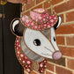 Ornate Floral Cowboy Opossum Stained Glass Opossum
