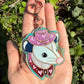 Gold Pink Pony Opossum Holographic Acrylic Bag Charm