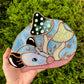 Enchanted Copper Mushroom Opossum Stained Glass Suncatcher