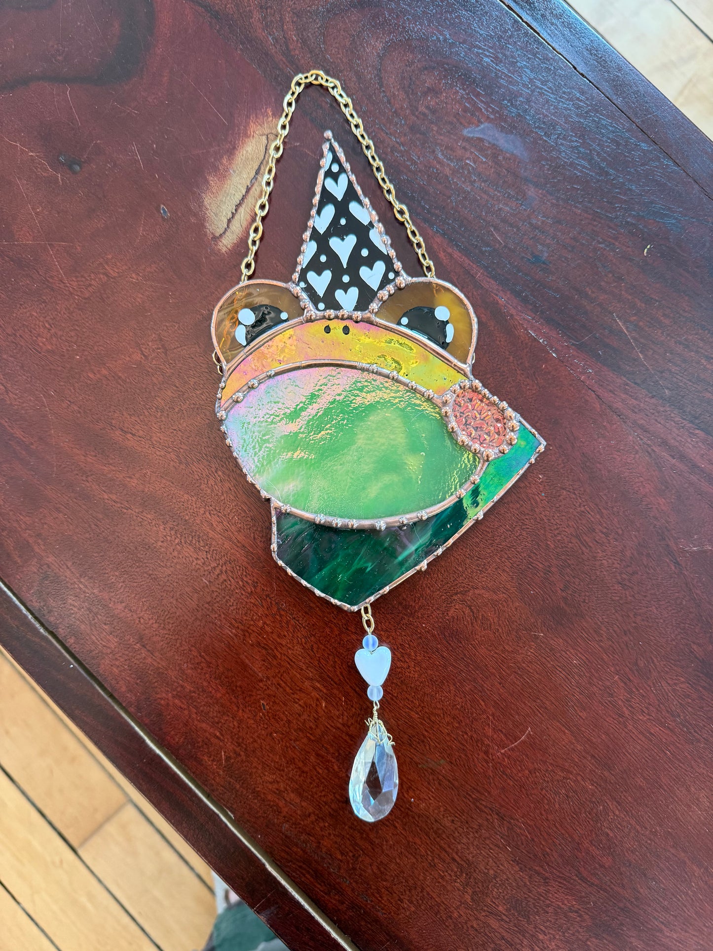 Lovely Wizard Frog Stained Glass Suncatcher