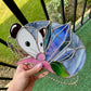 Blue Crystal Guardian Opossum Stained Glass Suncatcher
