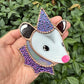 Pink/Purple Stained Glass Opossum Ornament