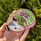 Mini Red Mushroom Sleepy Opossum Stained Glass Suncatcher