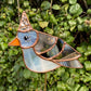 Tinfoil Hat Pigeon Stained Glass Planter Stake