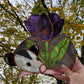 Purple Flower Opossum Stained Glass Suncatcher