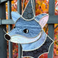 Royal Blue Fox Stained Glass Suncatcher