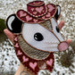 Pink Heart Cowgirl Opossum Stained Glass Suncatcher