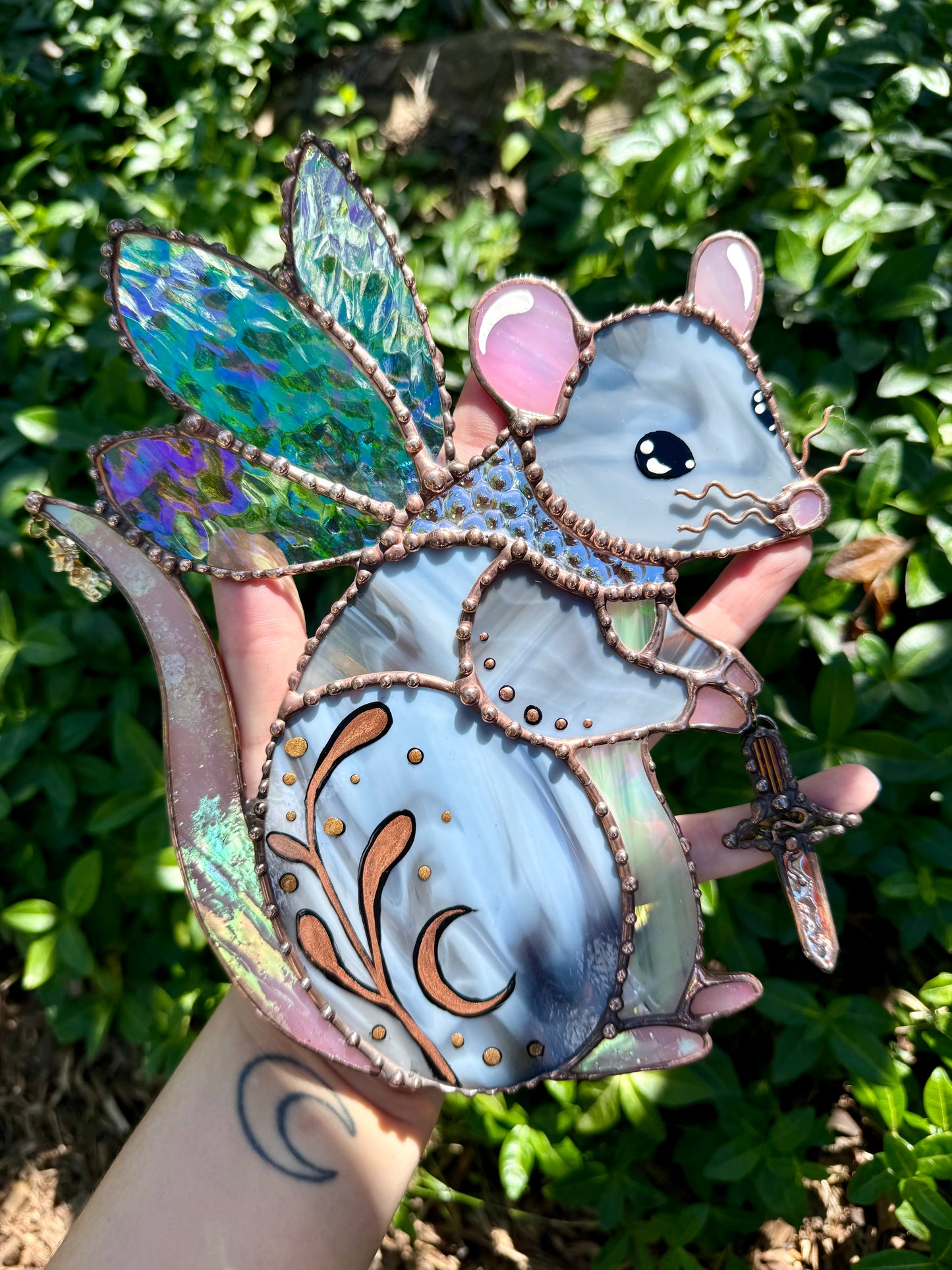 Medieval Fairy Rat Stained Glass Suncatcher