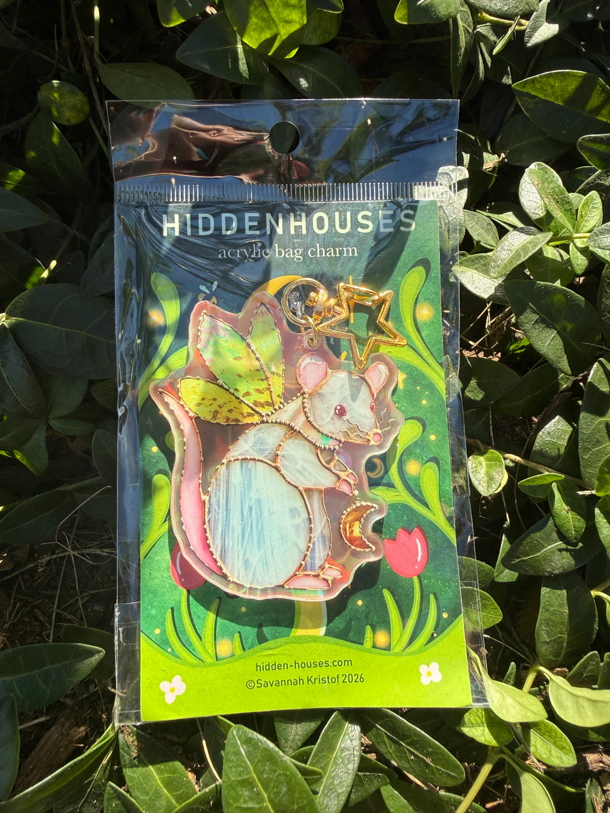 White Fairy Rat Holographic Acrylic Bag Charm