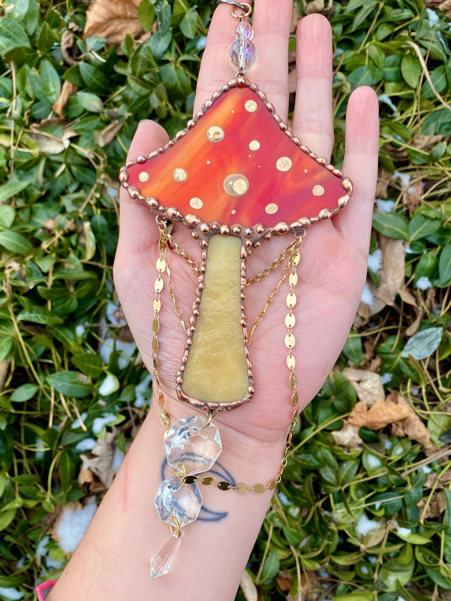 Red Mushroom Stained Glass Suncatcher