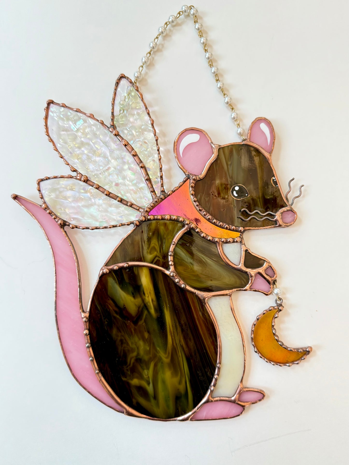 Dichroic Fairy Rat Stained Glass Suncatcher