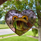 ( has small crack) Lilac Frog Stained Glass Suncatcher