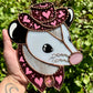 Pink Pony Opossum Stained Glass Suncatcher